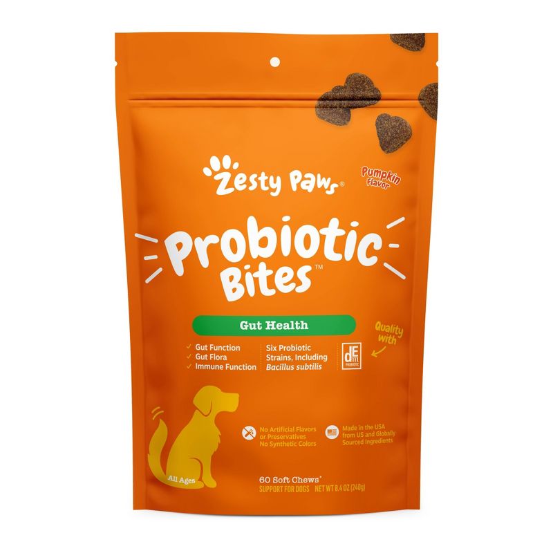Zesty Paws Probiotic Bites for Dog Pumpkin Flavor - 60ct, 1 of 9