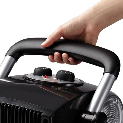Black Ceramic Electric Utility Heater with Thermostat and Auto Shut-off