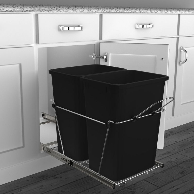 Rev-A-Shelf RV-18KD Series 35-Quart Kitchen Cabinet Pullout Waste Container, 3 of 8