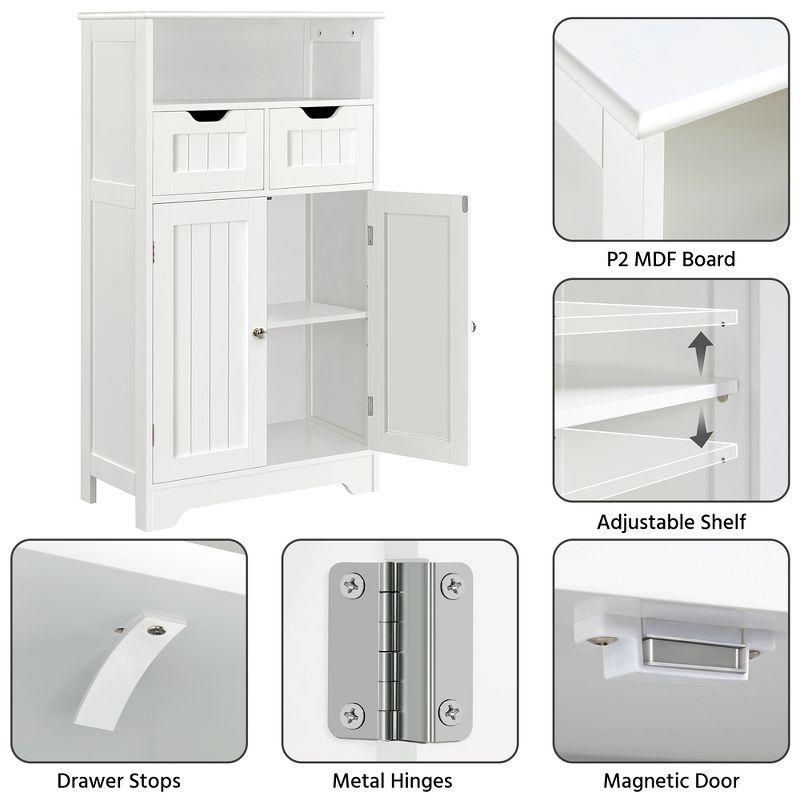 Yaheetech 4-Tier Bathroom Floor Cabinet with Adjustable Shelf White, 5 of 10