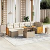 vidaXL Garden Sofa Set Beige PE rattan Large Adjustable Armrests - 2 of 4