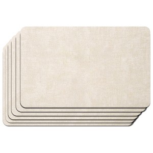 Aoibox Faux Leather Placemats Set of 6 - Waterproof, Heat Resistant, Anti Slip for Indoor & Outdoor Dining, Easy Clean, Elegant Beige Design - 1 of 4
