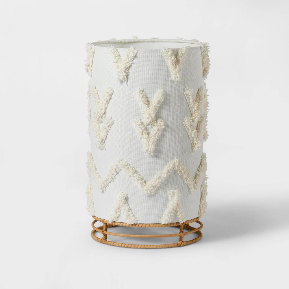 Boho Rattan Cylinder Kids' Nightlight (Light Bulbs Not Included) - Pillowfort™: Chevron Pattern, Toddler Night Light Lamp