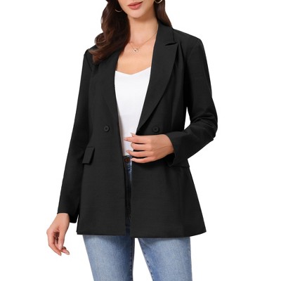 INSPIRE CHIC Women's Long Sleeve Collared Belted Business Casual Suit Jacket Blazer