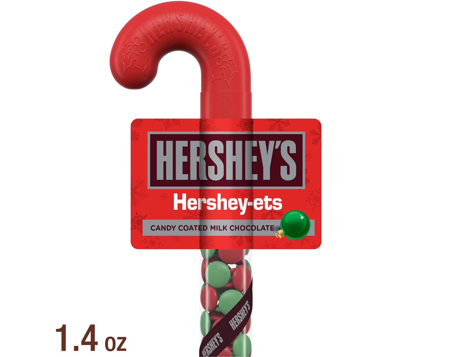 HERSHEY'S Candy Coated Chocolate Filled Plastic Christmas Cane - 1.4oz