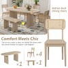 Modern Wooden Dining Set for 6 Oval 71" Dining Table with 4 Rattan Back Dining Chairs and 38" Bench-Tanpinhause - 3 of 4