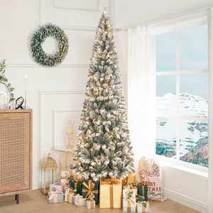 Home Imports Emporium Salzburg Frosted Slim Pre-Lit Artificial Christmas Prelit Tree, Green - 1 of 4