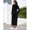 Women Hoodie Dress Stripe Long Sleeve Casual Pullover Slim Sweatshirt Maxi Dresses with Pocket - 4 of 4
