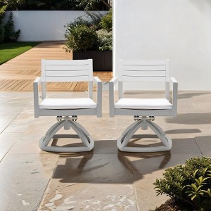 PAGED Set of 2 Patio Dining Chairs,Modern Outdoor Dining Chairs with Sunbrella Fabric Cushions,Aluminum Chairs for Suitable for Patio,Garden,Gray - 1 of 4