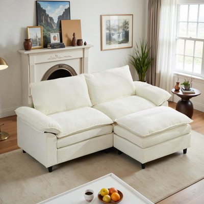 IULULU Sectional Sofa with Removable Ottoman, Modern Chenille Fabric Cushioned Couch