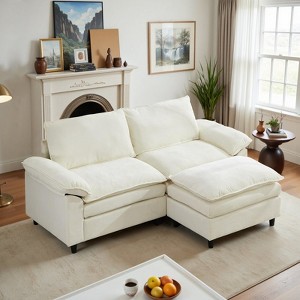 IULULU Sectional Sofa with Removable Ottoman, Modern Chenille Fabric Cushioned Couch - 1 of 4