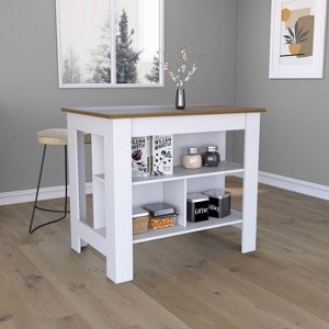 NicBex Kitchen Island Cart Morden 27.5" Kitchen Carts with Storage, 3 Shelves and Spacious Top Surface for Kitchen - 1 of 4
