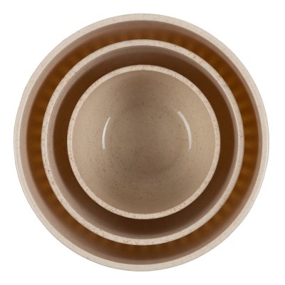 Beige Nesting Mixing Bowls Set with Lids, 3-Piece