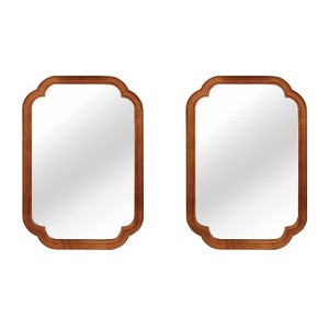 Spassway Sets of 2 Irregular Rectangle Wall Mirrors with Round Edge Wood Frame Wall Mounted Vanity Mirror Decorative for Bedroom Bathroom Living Room - 1 of 4