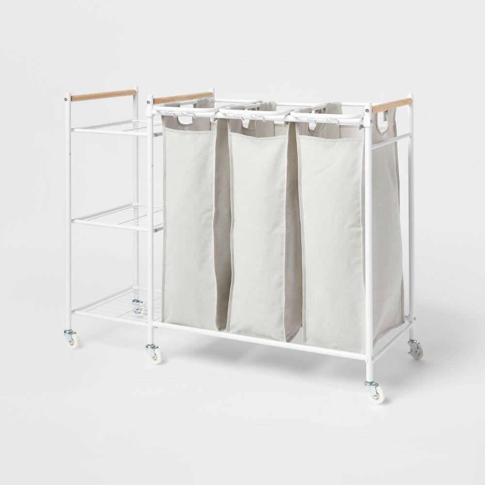 Photos - Laundry Basket / Hamper Triple Sorter with Shelves - Brightroom™