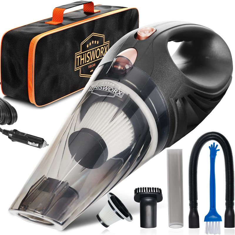 ThisWorx Portable 12V Car Vacuum Cleaner with 3 Attachments and 16-foot Cord, 1 of 7
