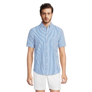 Lands' End Men's Short Sleeve Seersucker Shirt - 1 of 4