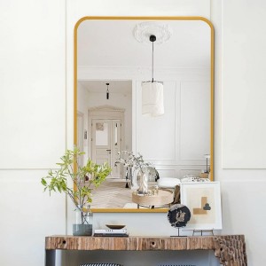 Gold 22 "x30" Large Rectangular Bathroom Wall Mirror with Beveled Edge and Chrome Frame for Enhanced Aesthetic and Spacious Feel - 1 of 4