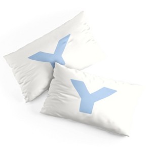 Deny Designs King April Lane Art Block Blue Monogram Y Microfiber Printed Pillow Sham - 1 of 3