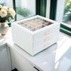 3-Layer Jewelry Box with Glass Lids, PU Leather Storage Case for Rings, Necklaces & Earrings, Gift for Women - 4 of 4