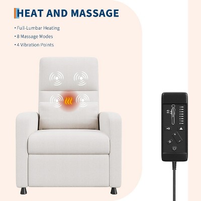 Power Recliner with Massage & Heat, Electric Ergonomic Chair with Overstuffed Tall Back, Padded Seat, 2 Side Pockets & USB Port