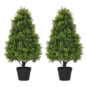 poetree 2.5/3/4 FT Artificial Boxwood Topiary Tree Potted Fake Tree Indoor & Outdoor Faux Plants Decor - 1 of 4
