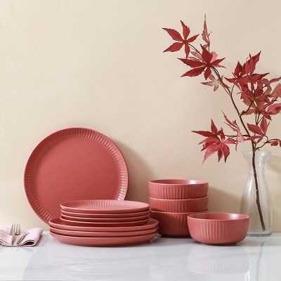 Terracotta Ceramic 12-Piece Dinnerware Set, Service for 4