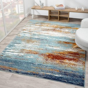 Luxe Weavers Modern Abstract Aqua Multi Indoor Area Rug - 1 of 4