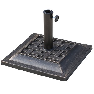 Okak Square Resin Umbrella Stand with Beautiful Decorative Pattern, Patio Umbrella Base for 1.5-1.89IN Pole, Outdoor Umbrella Stand, Antique Bronze - 1 of 4