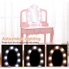 Kids Vanity with Lighted Mirror, Little Girls Vanity Table & Stool, Kids Makeup with Tri-Fold Mirror, Drawer & Storage Grid for 3-9 Yrs Girls - 2 of 4