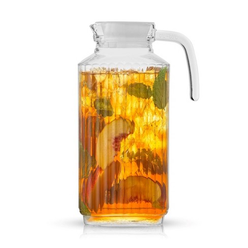 Joyjolt Beverage Serveware Glass Pitcher With Handle & 2 Lids - 60 Oz Carafe  For Hot Liquids Or Cold Drinks : Target