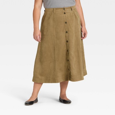 Women's Faux Suede Midi A-Line Skirt - Universal Thread™