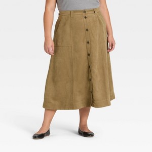 Women's Faux Suede Midi A-Line Skirt - Universal Thread™ - 1 of 3