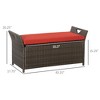Aghana Digitals 29 Gallon Outdoor PE Rattan Storage Bench with Red Cushion, 2-in-1 Patio Furniture - 2 of 4