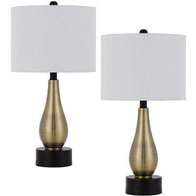 Cal Lighting BO-3099TB-2 100W Ashland Metal Table Lamp with Hardback Drum Fabric Shade (Sold As Pairs)