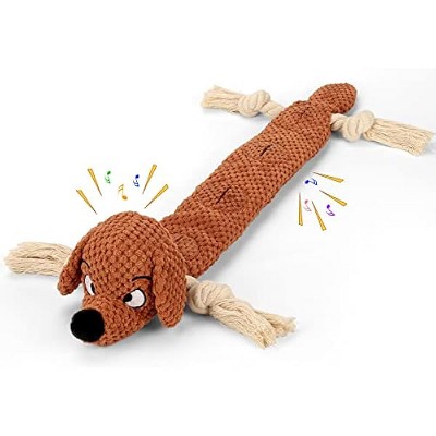 Dog Toys,Squeaky Dog Chew Toy with Crinkle Paper,Interactive Tough Plush Rope Toys for Small Medium Large Dogs with Gift Boxes