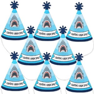 Big Dot of Happiness Shark Zone - Mini Cone Jawsome Party or Birthday Party Hats - Small Little Party Hats - Set of 8 - 1 of 4