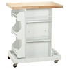 Hampton Kitchen Cart White - Buylateral: Rubberwood Top, Modern Design, Space Saver, Stemware Rack - image 2 of 4