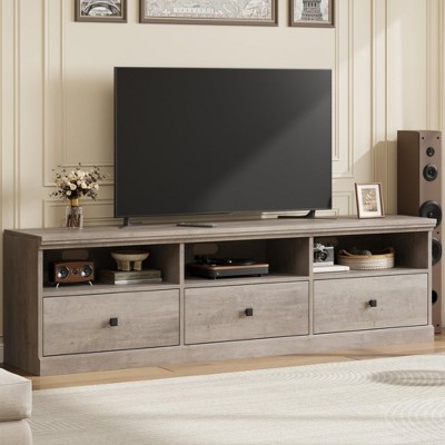 70in TV Stand for TVs up to 75in, Entertainment Center with Storage Drawer, Mid-Century Modern TV Console with Open Shelves