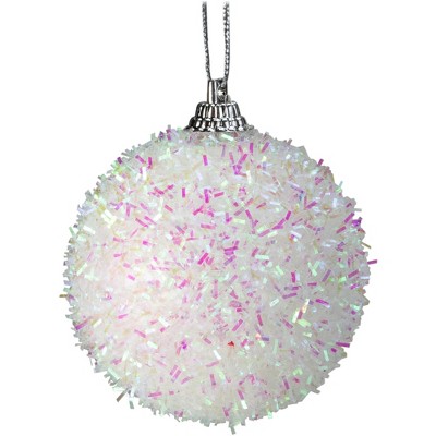 Northlight 7ct Iridescent Bristled Christmas Ball Ornament Set 2.25" - White/Pink