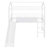 PAGED Twin Size Loft Bed, House Shaped Metal Bed Frame with Blackboard, Slide and Ladder for Bedroom - 3 of 4