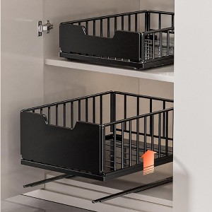 No-Drill Pull-Out Cabinet Organizer - slide-out metal drawer for kitchen pantry cabinets. - 1 of 1