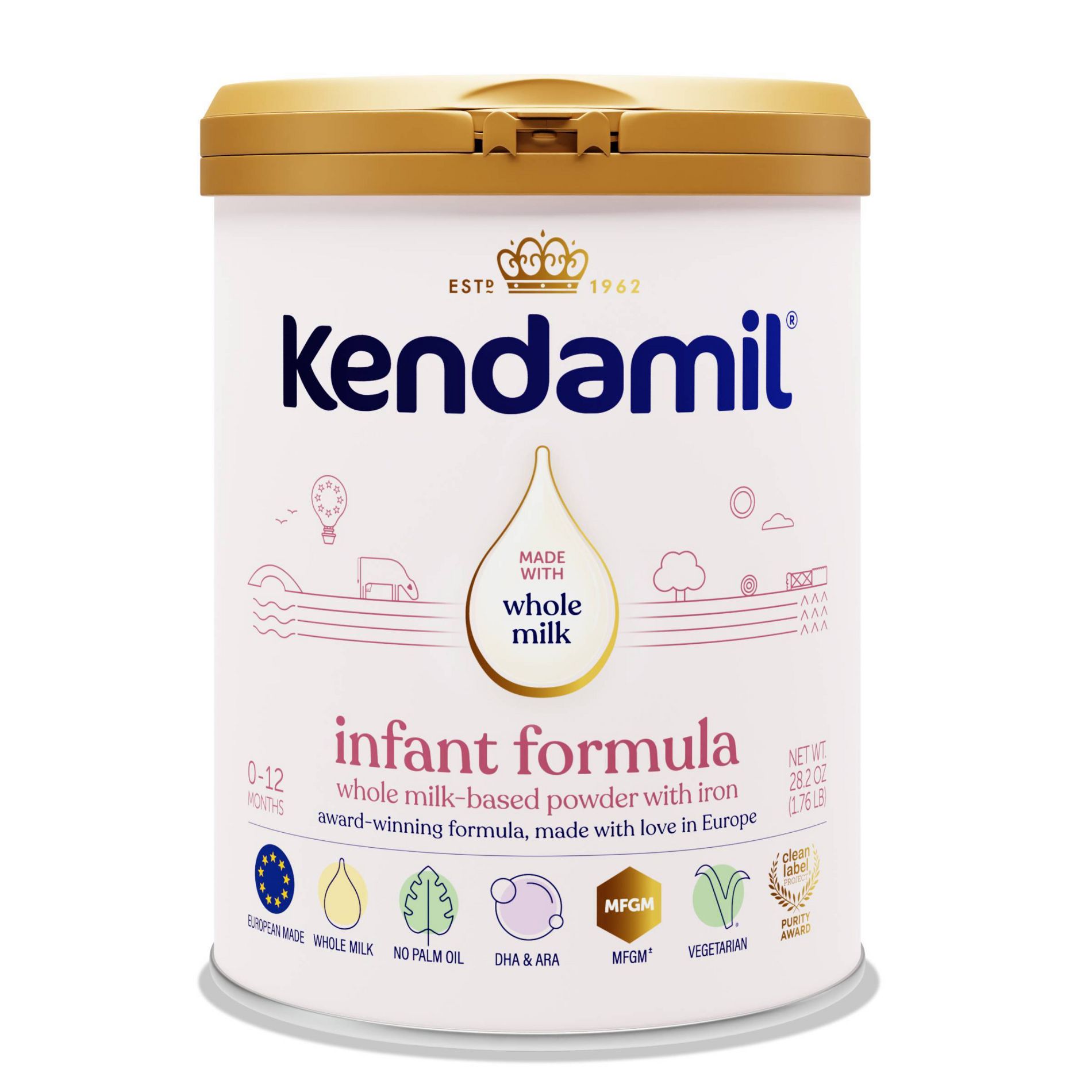 Kendamil Infant Formula Powder - 28.2oz: Milk-Based, Added Prebiotics, Easy Digesting, Brain Development Focus