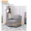 360 Degree Swivel Armchair Cotton Linen Skin-Friendly Fabric Ergonomic Design Brass Nail Decorative Armchair With Black Legs-Cuddlewood - 4 of 4