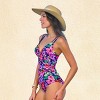Women's Bright Daisy Floral Long Torso One-Piece Swimsuit -Cupshe - 2 of 4
