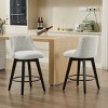 Set of 2 Swivel Counter Height Bar Stools, 25" Linen Upholstered Bar Chairs with Button Tufted Curved Back, Solid Wood Legs and Footrest - Koiai - 2 of 4