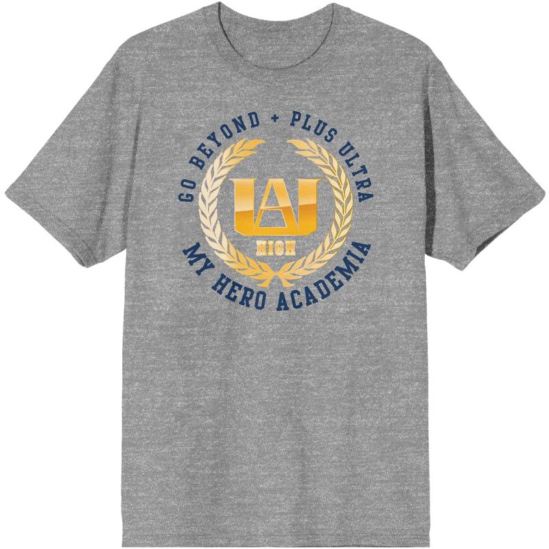 My Hero Academia UA Academy Mens Grey Graphic Tee Shirt, 1 of 2