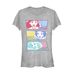 Juniors Womens Disney Princesses Cartoon Panels T-Shirt - 1 of 3