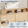 Rattan Bed Frame,Bed Frame with 2 Tier Storage Headboard, Sturdy Wooden Slats Support, Under Bed Storage, No Box Spring Needed - 4 of 4