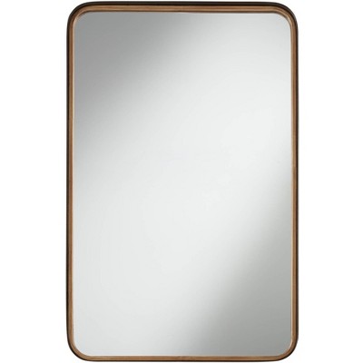 Uttermost Gold Black 24" x 38" Rounded Edge Wall Mirror